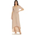 Adrianna Papell Stretch Metallic Knit Long Mob Gown