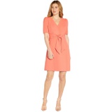 Adrianna Papell Short Sleeve Stretch Crepe Tie Front Dress