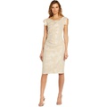 Adrianna Papell Cap Sleeve Stretch Leaf Jacquard Cocktail Dress