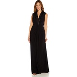 Adrianna Papell Sleeveless Twist Front Stretch Jersey Tuxedo Gown