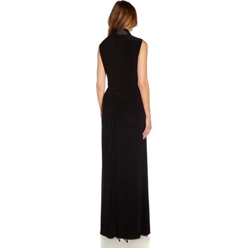  Adrianna Papell Sleeveless Twist Front Stretch Jersey Tuxedo Gown