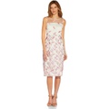 Adrianna Papell Sleeveless Vine Embroidered Sheath Dress with Illusion Neckline