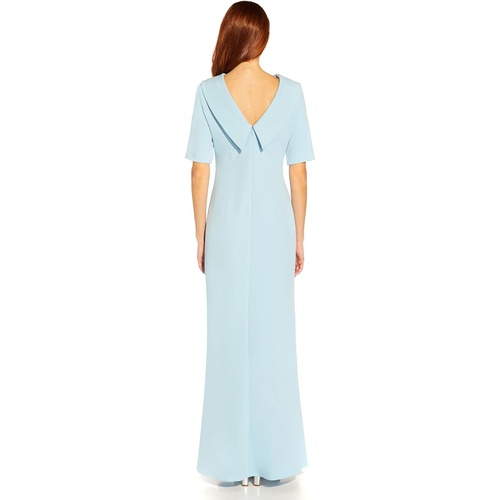  Adrianna Papell Stretch Knit Crepe Long Roll Neck Column Gown