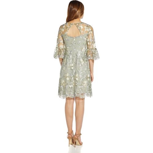  Adrianna Papell Embroidered Bell Sleeve Sheath Dress