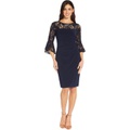 Adrianna Papell Bell Sleeve Stretch Lace and Jersey Cocktail Dress