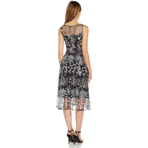  Adrianna Papell Embroidered Midi Fit-and-Flare Cocktail Dress