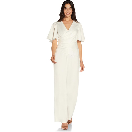  Adrianna Papell Flutter Sleeve Satin Crepe Jumpsuit