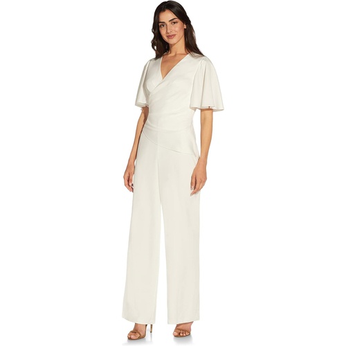  Adrianna Papell Flutter Sleeve Satin Crepe Jumpsuit