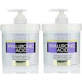 Advanced Clinicals Anti-aging Hyaluronic Acid Cream for face, body, hands. Instant hydration for skin, spa size. (Two - 16oz)