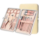 Aikes Manicure Set, Pedicure Kit, Nail Clippers, Professional Grooming Kit for Hand Foot &Face Care. Nail Tools 18 Pcs In 1 with Luxurious Travel Case for Travel or Home