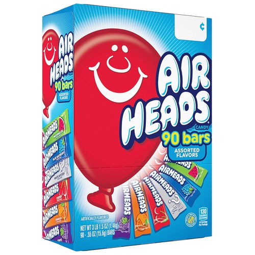  Airheads Bars, Chewy Fruit Taffy Candy, Variety Pack, Back to School for Kids, Non Melting, Party 90 Count (Packaging May Vary)