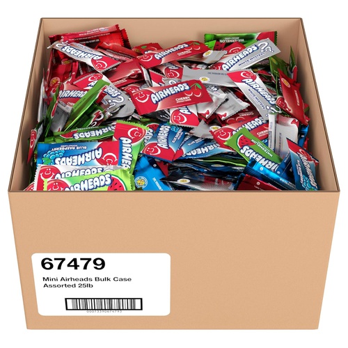  Airheads Candy Mini Bars, Holiday Gift Stocking Stuffer, Assorted Flavors, Individually Wrapped Bulk Box, Non Melting, Party, 25 Pounds