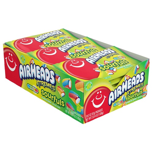  Airheads Xtremes Sourfuls Candy Bag, Rainbow Berry, Non Melting, Bulk Party Bag, 2 oz (Pack of 18)