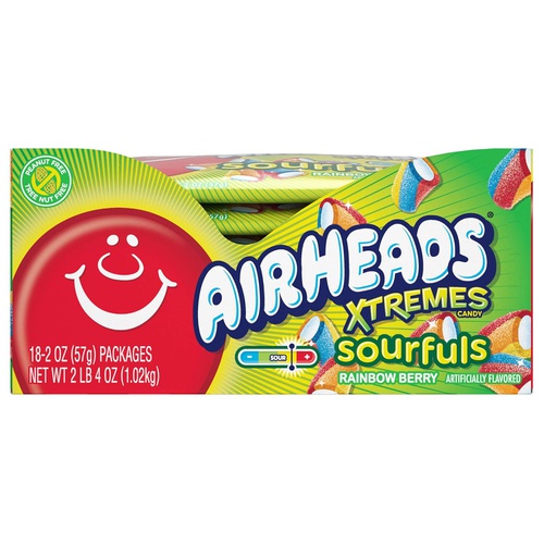  Airheads Xtremes Sourfuls Candy Bag, Rainbow Berry, Non Melting, Bulk Party Bag, 2 oz (Pack of 18)