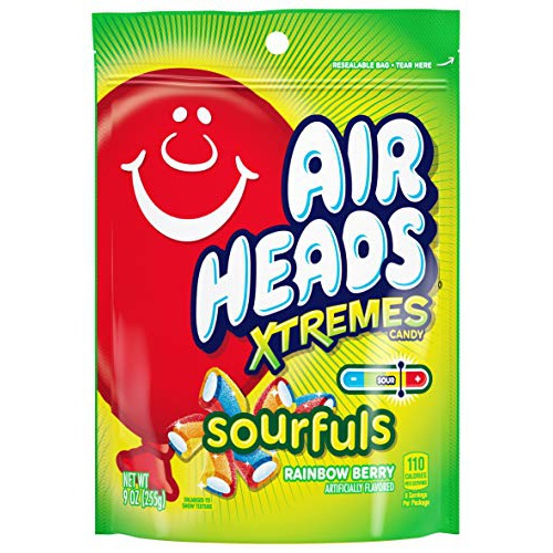  Airheads Xtremes Sourfuls Resealable Stand Up Bag, Rainbow Berry, Party, Candy, 9 Ounce