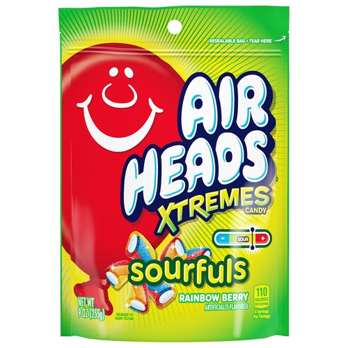  Airheads Xtremes Sourfuls Resealable Stand Up Bag, Rainbow Berry, Party, Candy, 9 Ounce