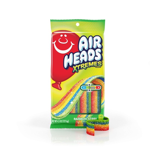  Airheads Xtremes Belts Sour Candy Candy, Rainbow Berry, Non Melting, Bulk Party Bag, 4.5 oz ( Pack of 12)