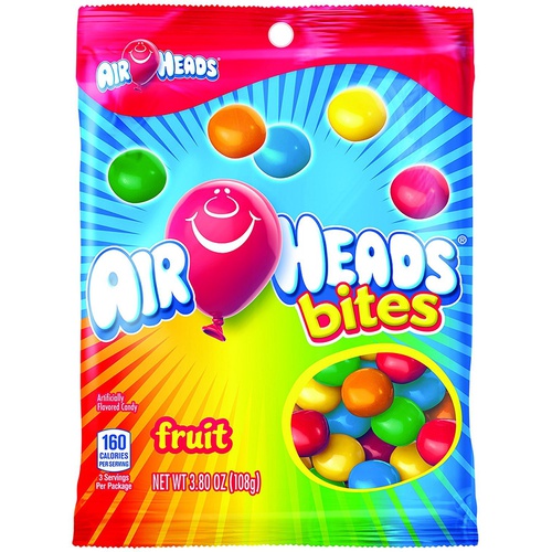  Airheads Bites Candy Peg Bag, Fruit, Non Melting, 3.8 oz (Bulk Pack of 12)