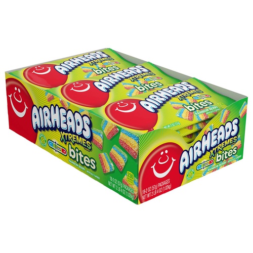  Airheads Xtremes Bites Sweetly Sour Candy Pack, Rainbow Berry, Party, Non Melting, 2 Ounce (Bulk Pack of 18)