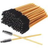 AKStore 100 PCS Disposable Eyelash Brushes Mascara Wands Eye Lash Eyebrow Applicator Cosmetic Makeup Brush Tool Kits (Gold-Black)