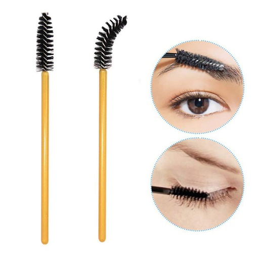  AKStore 100 PCS Disposable Eyelash Brushes Mascara Wands Eye Lash Eyebrow Applicator Cosmetic Makeup Brush Tool Kits (Gold-Black)