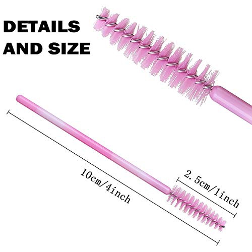  Akstore 100 Pack Multicolor Disposable Eyelash Mascara Brushes Eyelash Brush Wands Applicator Makeup Brush Tool Kits (Pink)