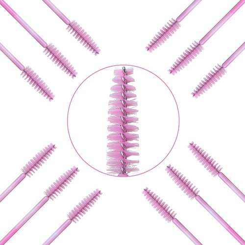  Akstore 100 Pack Multicolor Disposable Eyelash Mascara Brushes Eyelash Brush Wands Applicator Makeup Brush Tool Kits (Pink)