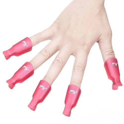  Akstore 20 PCS Nail Polish Remover Clips,Toenail and Finger Gel Nail Polish Remover Clips Acrylic Nail Art Soak Off Clip Caps (Pink)