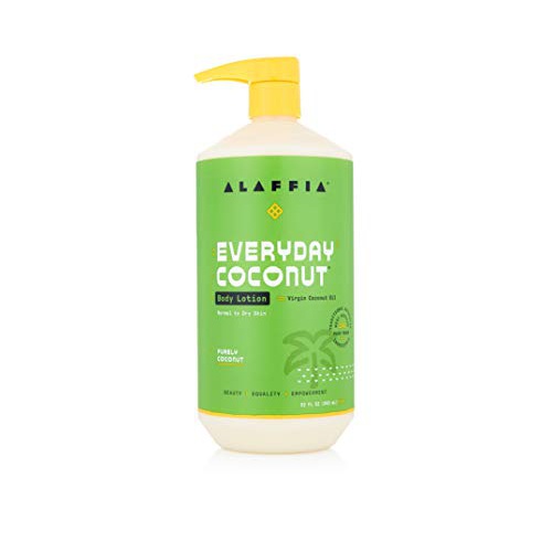  Alaffia EveryDay Coconut Hydrating Body Lotion, Normal to Dry Skin, Moisturizing Support for Soft & Supple Skin, Purely Coconut, 32 oz