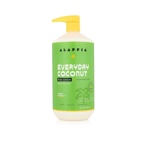  Alaffia EveryDay Coconut Hydrating Body Lotion, Normal to Dry Skin, Moisturizing Support for Soft & Supple Skin, Purely Coconut, 32 oz