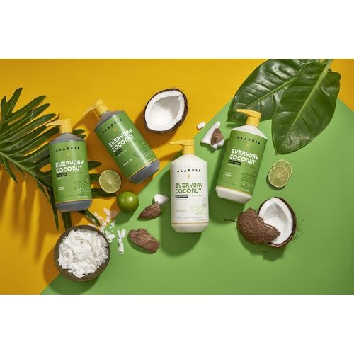  Alaffia Purely Coconut Face Value Set: Coconut & Neem Face Wash 12 oz, Coconut Water & Neem Face Toner 12 oz