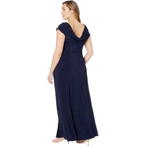  Alex Evenings Long Cowl Neck A-Line Dress with Beaded Detail at Waist