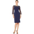 Alex Evenings Short Sheath Dress with Embellished Illusion Neckline