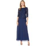 Alex Evenings Long Sequin Lace Mock Dress