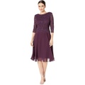 Alex Evenings Tea Length Sequin Lace Mock Dress