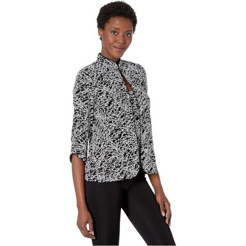  Alex Evenings Printed Mandarin Collar Twinset Top