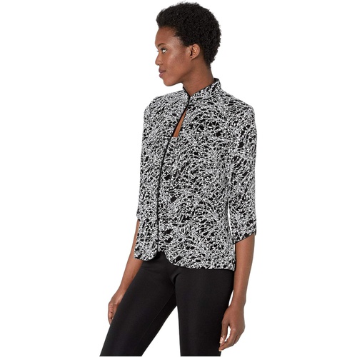  Alex Evenings Printed Mandarin Collar Twinset Top