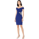 Alex Evenings Short Off-the-Shoulder Crepe Sheath Dress