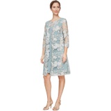 Alex Evenings Short Embroidered Elongated Mock Jacket Dress