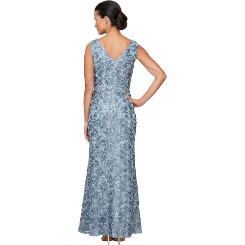  Alex Evenings Long Sleeveless Soutache Dress with V-Neckline and Shawl