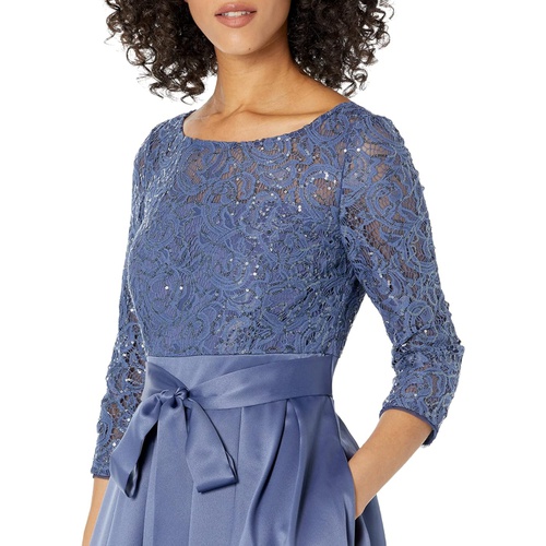  Alex Evenings High-Low Sequin Lace Dress wu002F Satin Skirt and Self-Belt