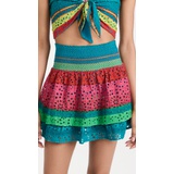 Alice + olivia Bethie Smocked Tiered Mini Skirt