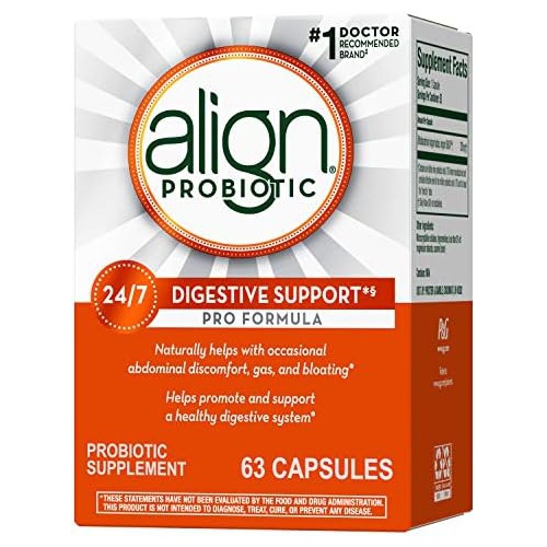  Align Probiotic, Pro Formula, Probiotics for Women and Men, Daily Probiotic Supplement for Digestive Health, Helps Soothe Occasional Abdominal Discomfort, Gas, and Bloating 63 Caps