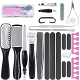 Alikefashion 23 in 1 Professional Pedicure Tools Kit, Stainless Steel Foot File Exfoliation and Callus Cuticle Dead Skin Clean Feet Skin Case Tool Set for Women and Men at Home Salon or Travel