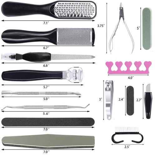  Alikefashion 23 in 1 Professional Pedicure Tools Kit, Stainless Steel Foot File Exfoliation and Callus Cuticle Dead Skin Clean Feet Skin Case Tool Set for Women and Men at Home Salon or Travel