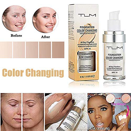  Aliver 2 Pack TLM Flawless Colour Changing Foundation Makeup, Concealer Cover Cream, Warm Skin Tone Foundation liquid, Base Nude Face Moisturizing Liquid Cover Concealer for Women and Gir