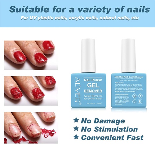  Aliver Gel Nail Polish Remover, Easily & Quickly Removes Soak-Off Gel Nail Polish, Professional Nail Polish Remover, Protect Your Nails, Take effect in 3-5 Minutes, 0.5 Fl Oz