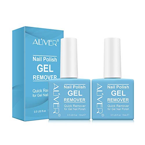  Aliver Gel Nail Polish Remover 2 Pack, Easily & Quickly Removes Soak-Off Gel Nail Polish, Professional Nail Polish Remover, Protect Your Nails, Take effect in 3-5 Minutes, 0.5 Fl O