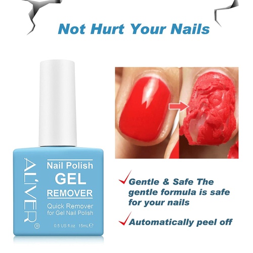  Aliver Gel Nail Polish Remover 2 Pack, Easily & Quickly Removes Soak-Off Gel Nail Polish, Professional Nail Polish Remover, Protect Your Nails, Take effect in 3-5 Minutes, 0.5 Fl O