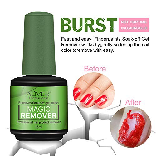  Aliver 2Pack Magic Nail Polish Remover, Professional Easily & Quickly Removes Soak-Off Gel Nail Polish in 3-5 Minutes, Dont Hurt Nails